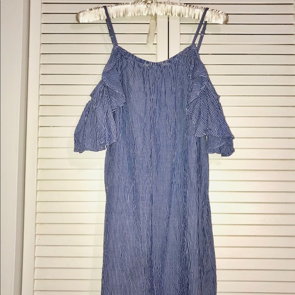 Juniors Blue Striped Summer Dress Size M - Picture 3 of 8